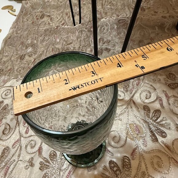 Set of  3 Large Vintage Libbey Ombre Green Crackle Glass Wine/Water Goblets - Picture 16 of 16